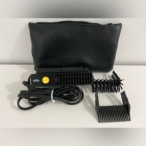 VTG 1970s Braun AG Model Type 4425 Travel Hair Dryer w/ Case & Attachments Black